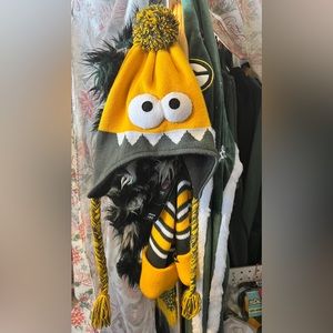 NWT! ‘47 Youth Packers Hat Googly Eyes Face Ear Flaps & Tassles